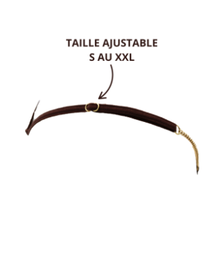 String en dentelle marron ouvert avec chaînes dorées 
